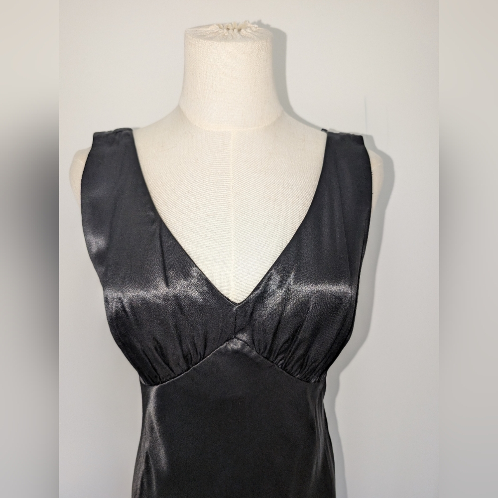 Vintage ALGO Black Satin Maxi Dress - Picture 3 of 11